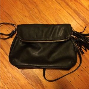 Black gold fold over purse